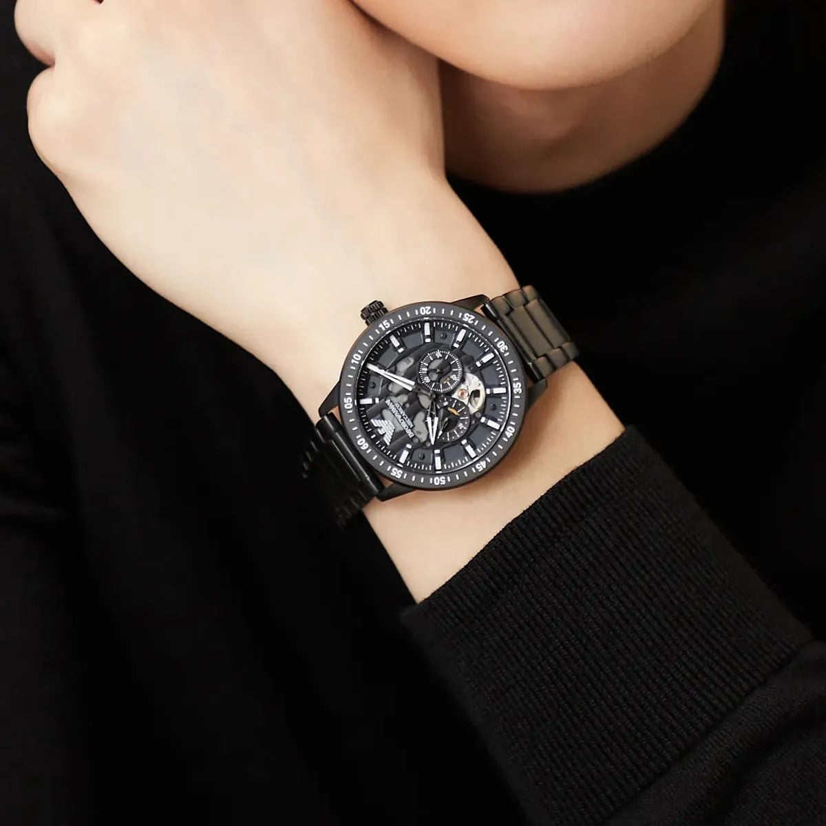 EMPORIO ARMANI Mario Automatic Black Dial Men's Watch AR60054