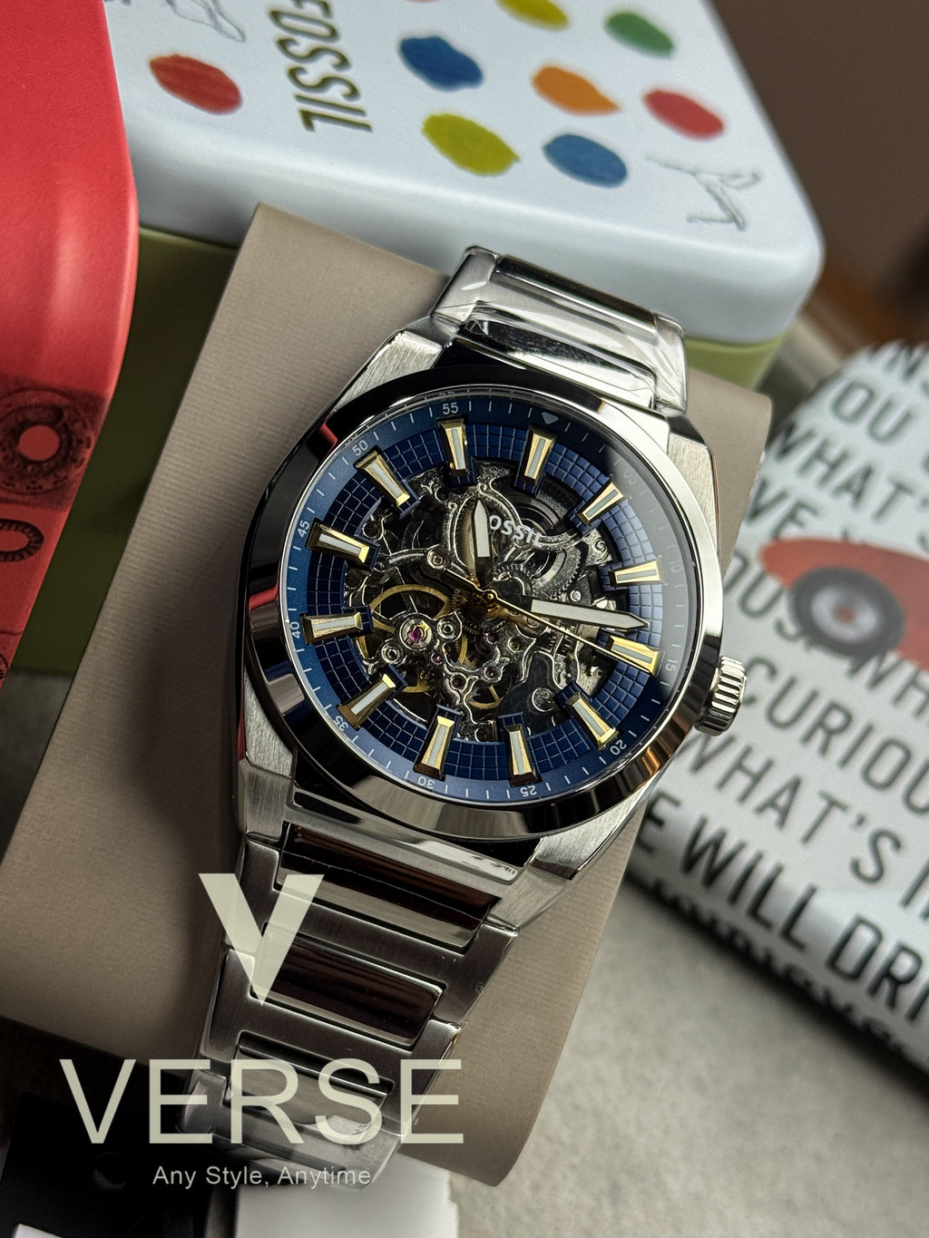 Fossil Everett Automatic Skeleton Dial Brown Leather Men's Watch | ME3220