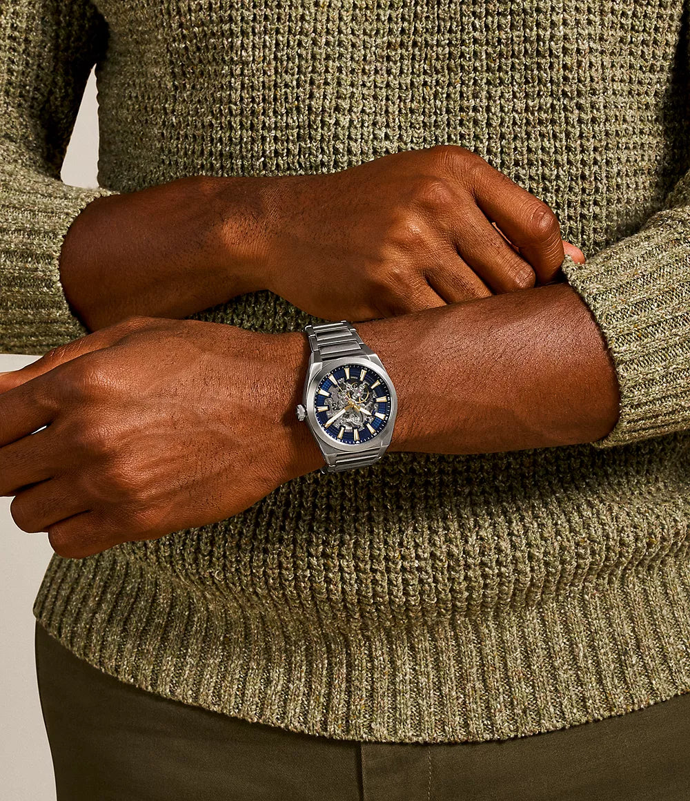 Fossil Everett Automatic Skeleton Dial Brown Leather Men's Watch | ME3220