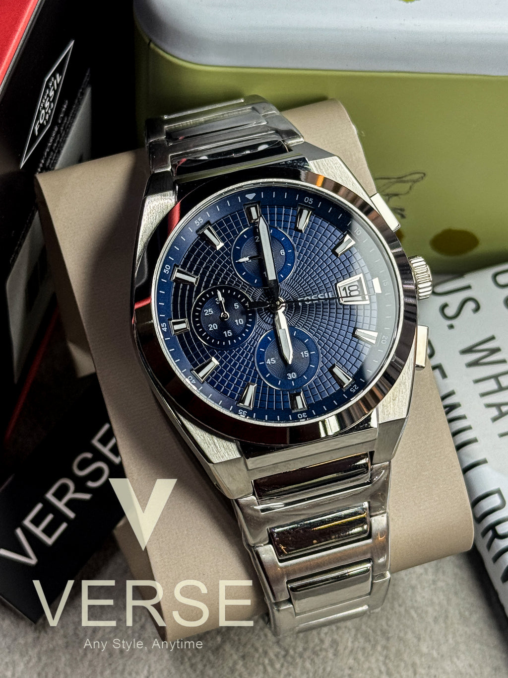 Fossil Neutra Chronograph Blue Dial Stainless Steel Men's Watch | FS5795