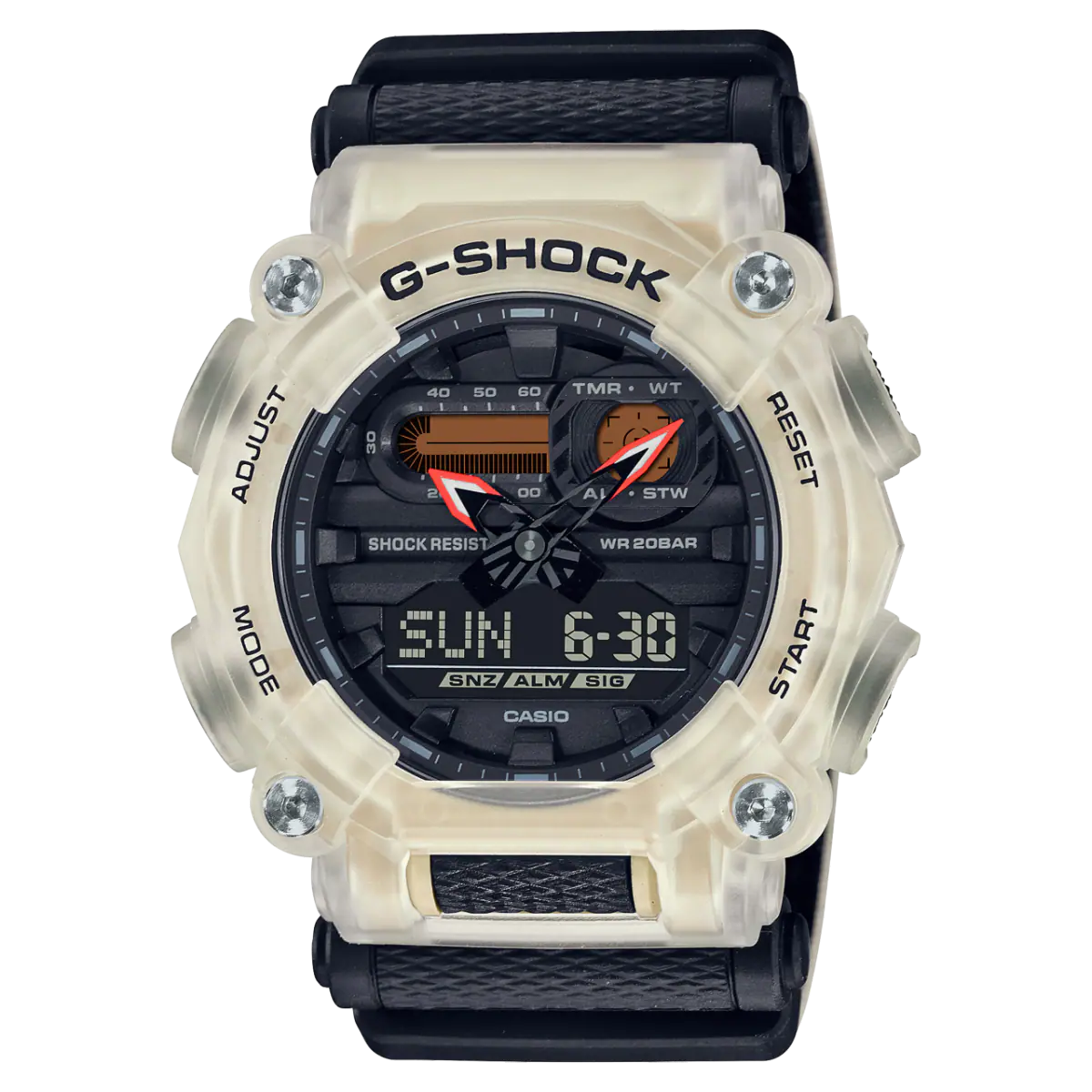 Casio G-Shock GA-900TS-4A Tough Street Series orange resin men’s watch with carbon core guard