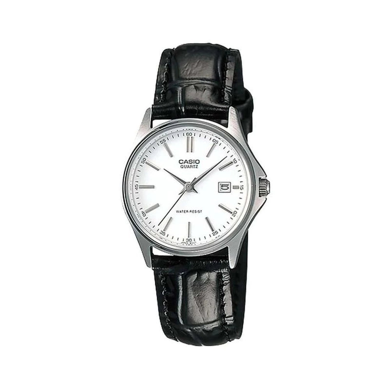 Casio LTP-1183E-7ADF white dial women's leather strap watch