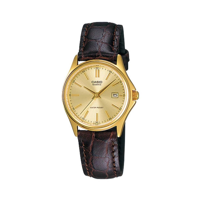 Casio LTP-1183Q-9ADF gold dial women's gold tone leather watch