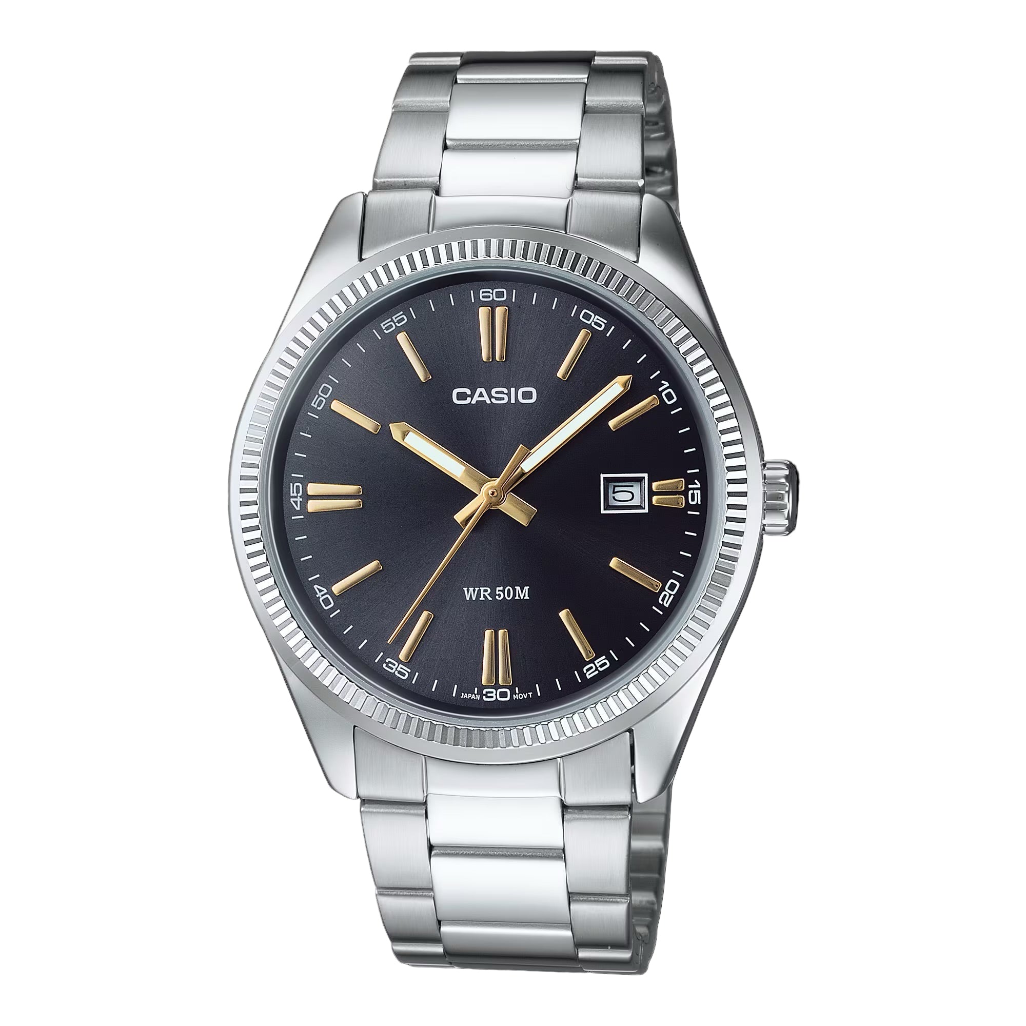 Casio MTP-1302D-1A2 Men’s 42 mm Quartz Analog Watch – Blue Dial & Stainless Steel Bracelet