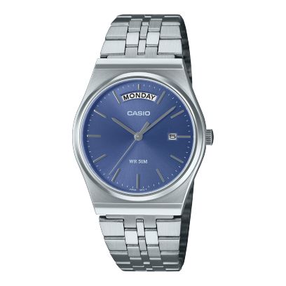 Casio MTP-B146D-2AVDF men’s silver stainless steel watch with blue dial