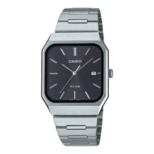 Casio MTP-B185D-1AVDF men’s watch black square dial stainless steel bracelet