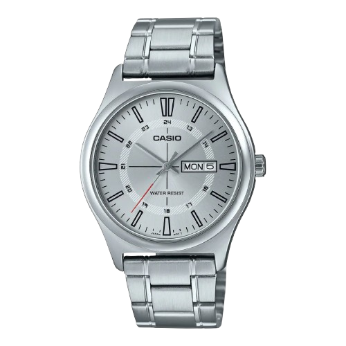 Casio MTP-V006D-7CUDF men’s silver stainless steel watch with silver dial