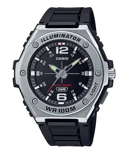 Casio MWA-100H-1AV men’s black resin watch with black dial