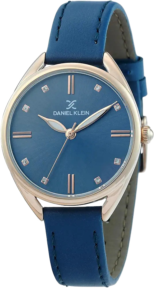 Daniel Klein DK.1.12371-4 women’s watch with blue matte dial and blue leather strap