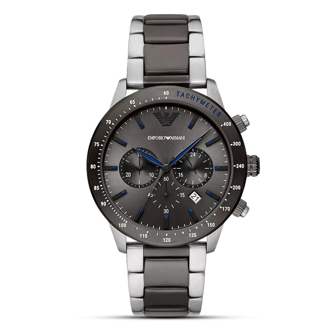 Emporio Armani AR11391 Mario Chronograph Two Tone Grey Dial Stainless Steel Men's Watch | Emporio Armani AR11391 - VERSE - 