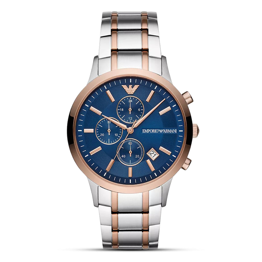Emporio Armani AR80025 blue dial chronograph front view