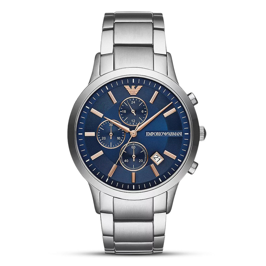 Emporio Armani Renato AR11458 blue dial chronograph front view