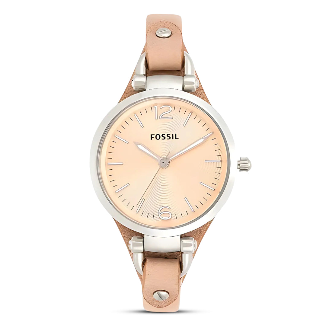 Fossil ES2830 women’s watch with beige dial and sand-tan leather strap