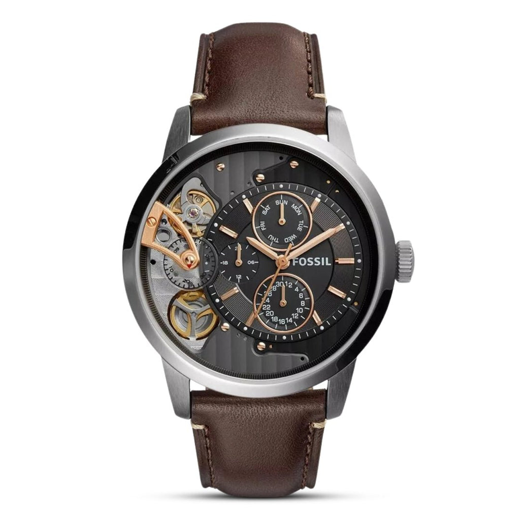 Fossil ME1163 Townsman Twist Hybrid Multifunction Black Dial Brown ...