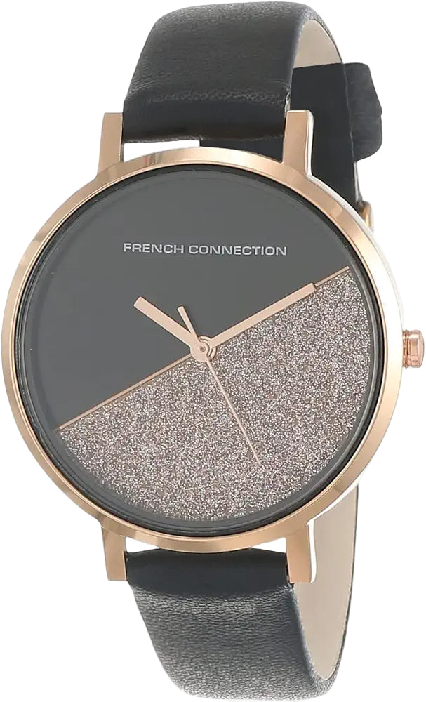 French Connection FCN0008A-R women’s watch with black glitter dial