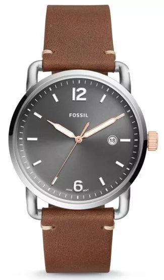 Fossil Commuter FS5417 Men’s 42 mm Grey Dial Leather Watch