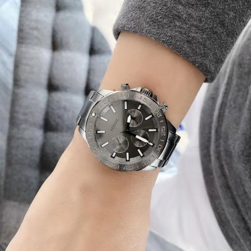 Fossil Bannon BQ2491 Men’s 45 mm Smoke Multifunction – Grey Dial & Stainless Steel Bracelet