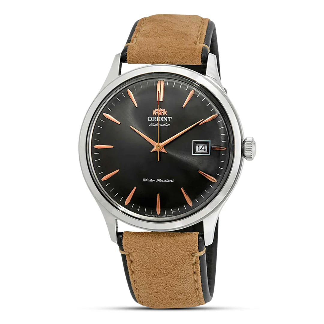 Orient Bambino Version 4 Automatic Watch – Grey Sunburst Dial with Rose Gold Markers (FAC08004D0)