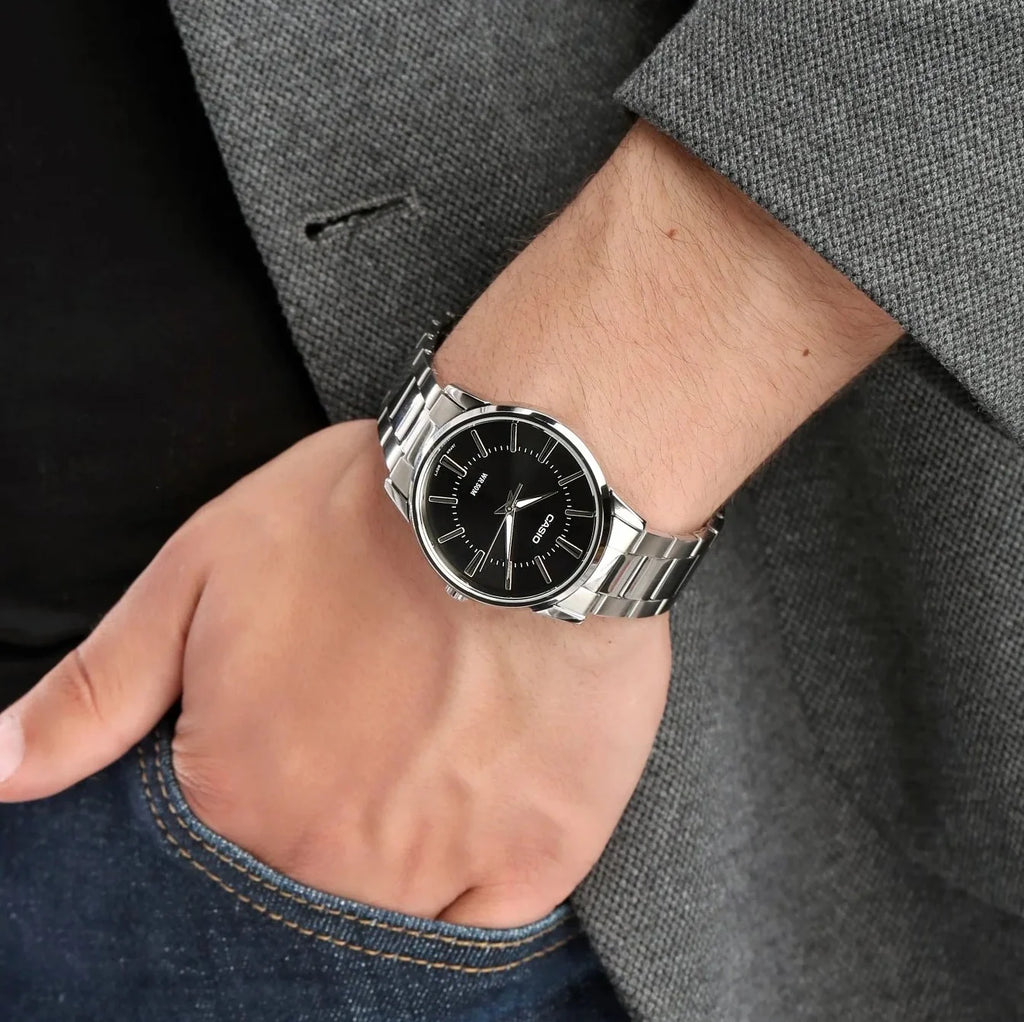Casio MTP-1303D-1A Men’s 39 mm Quartz Watch – Black Dial & Stainless Steel Bracelet