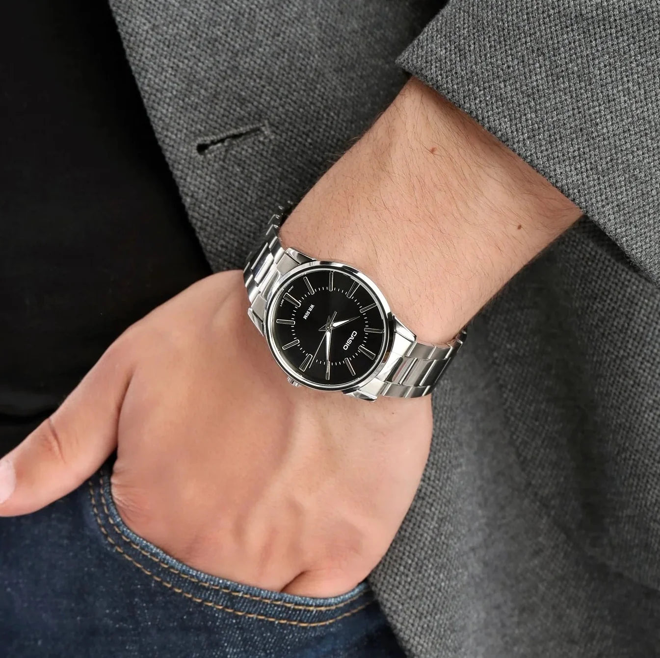 Casio MTP-1303D-1A Men’s 39 mm Quartz Watch – Black Dial & Stainless Steel Bracelet