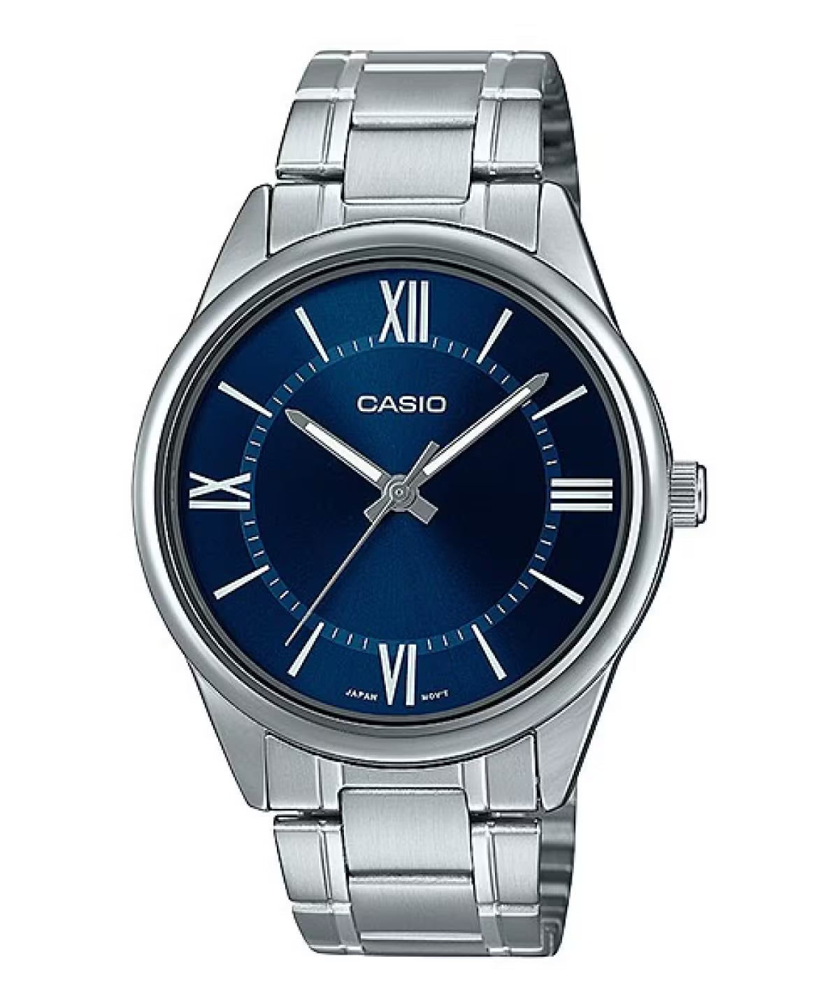Casio V005D-2B5 Men’s 41 mm Quartz Analog Watch – Blue Dial & Stainless Steel Bracelet