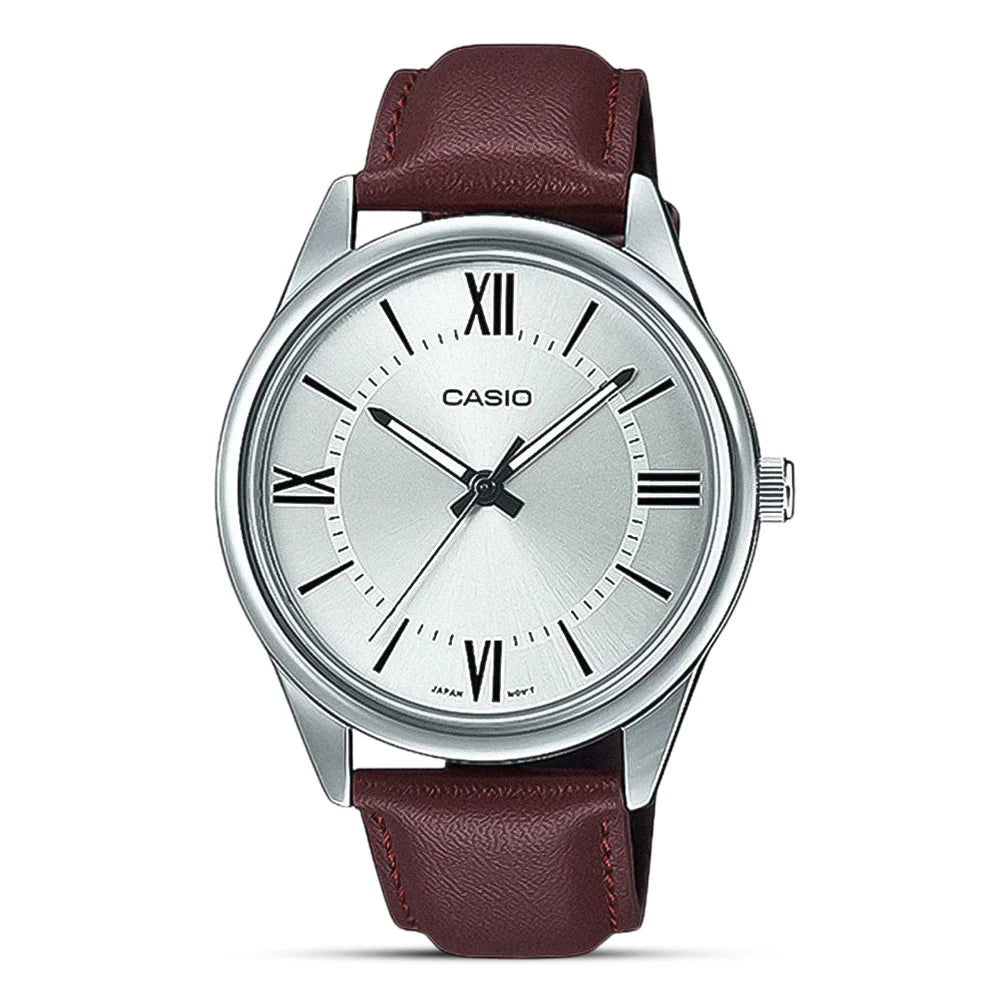 Casio V005L-7B5 Men’s 40 mm Quartz Analog Watch – White Dial & Stainless Steel Bracelet