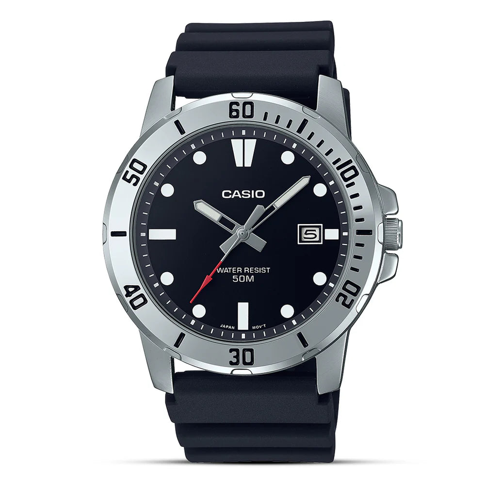 Casio MTP-VD01-1EV Men’s Black Stainless Steel Watch with Black Dial | MTP-VD01-1EV