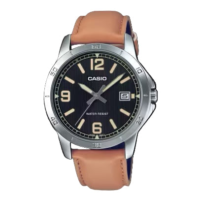 Casio MTP-V004L-1B2 Men’s Yellow Leather Watch with White Dial | MTP-V004L-1B2