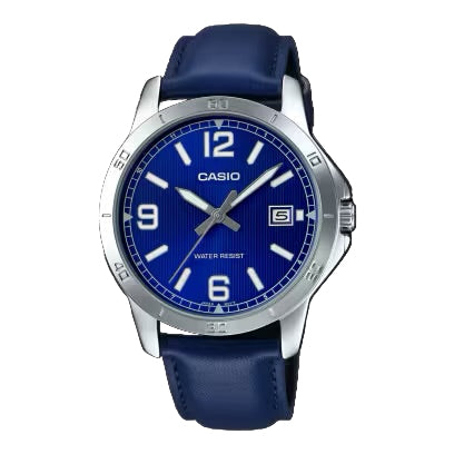 Casio MTP-V004L-2B Men’s Blue Leather Watch with Blue Dial | MTP-V004L-2B