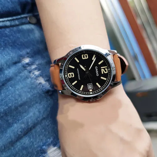 Casio MTP-V004L-1B2 Men’s Yellow Leather Watch with White Dial | MTP-V004L-1B2