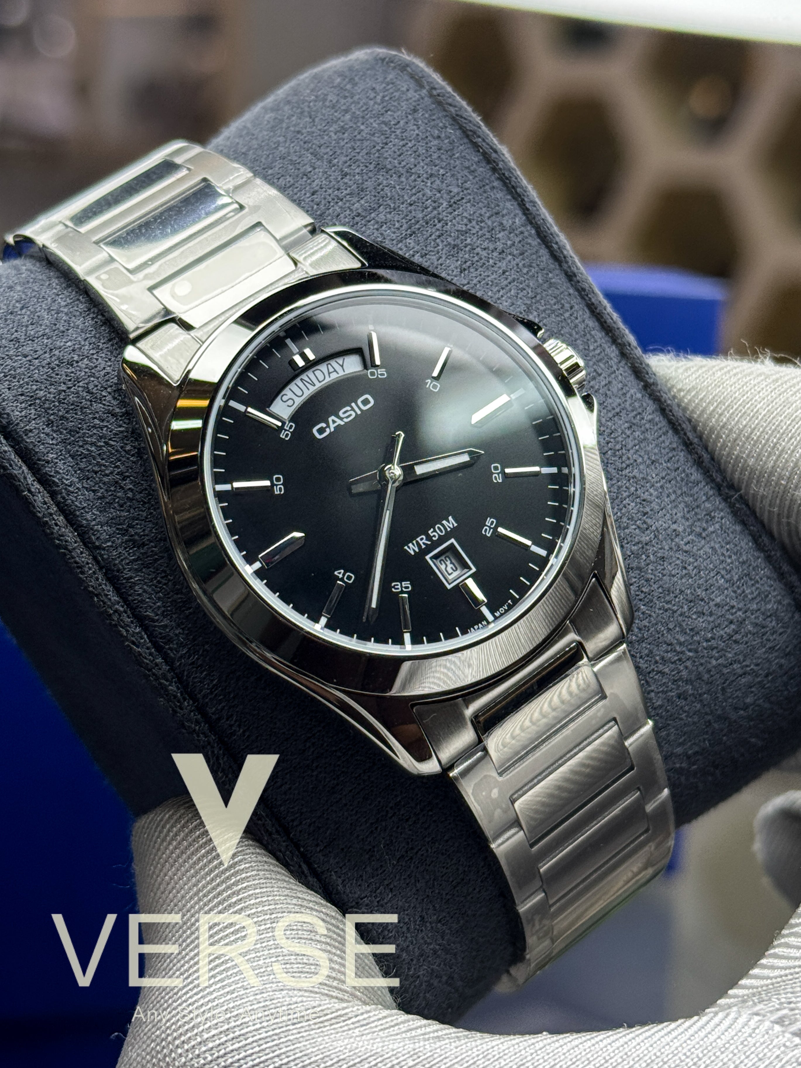 Casio MTP-1370D-1A1V Men’s Silver Stainless Steel Watch with Black Dial| Casio MTP-1370D-1A1V