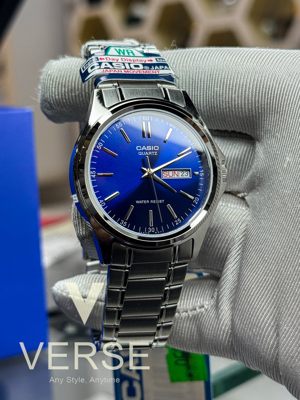 Casio MTP-1239D-2A2 Men’s Silver Stainless Steel Watch with Blue Dial| Casio MTP-1239D-2A2