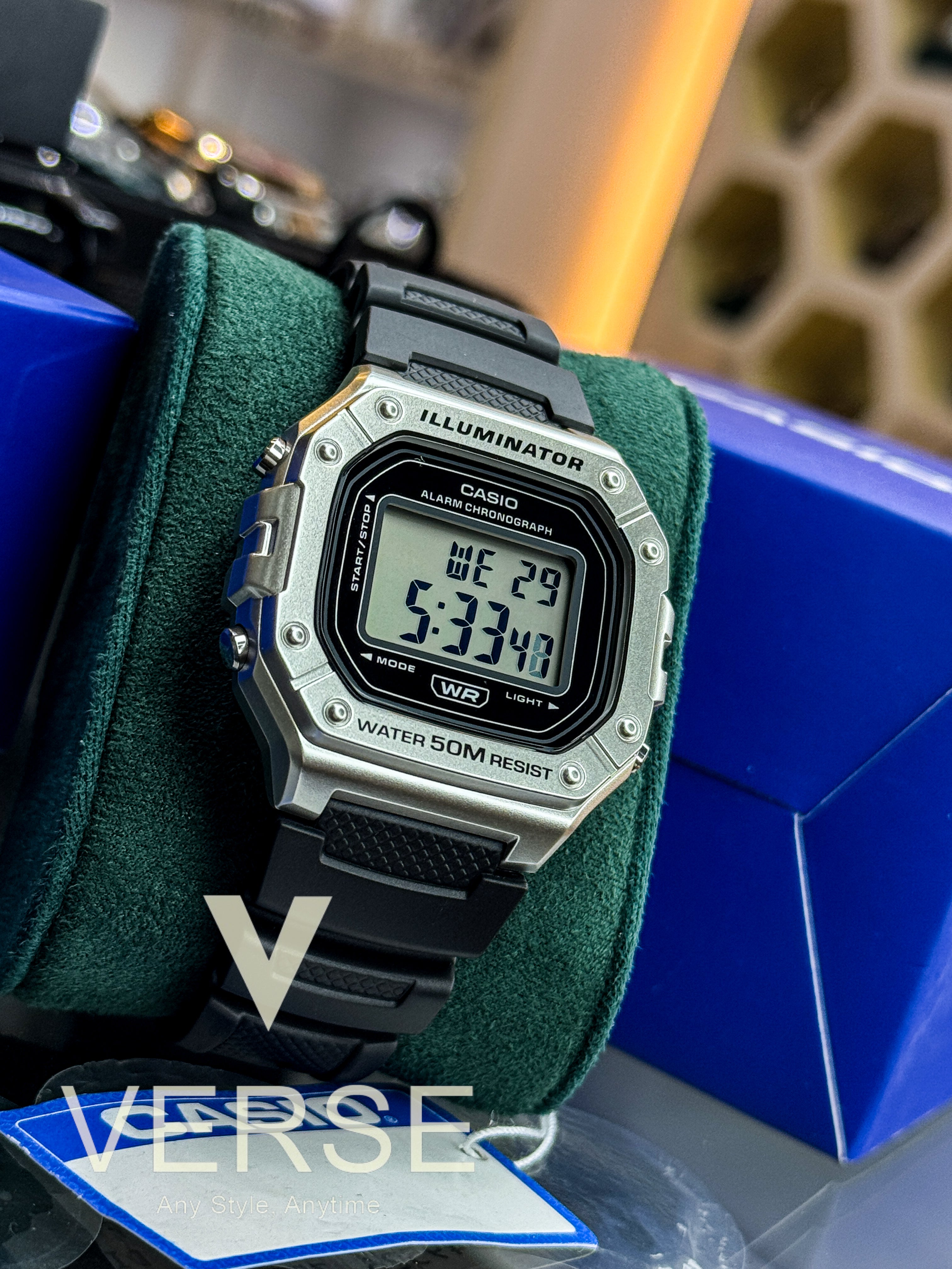 Casio 218HM-7A Men’s Silver Stainless Steel Watch with White Dial| Casio 218HM-7A