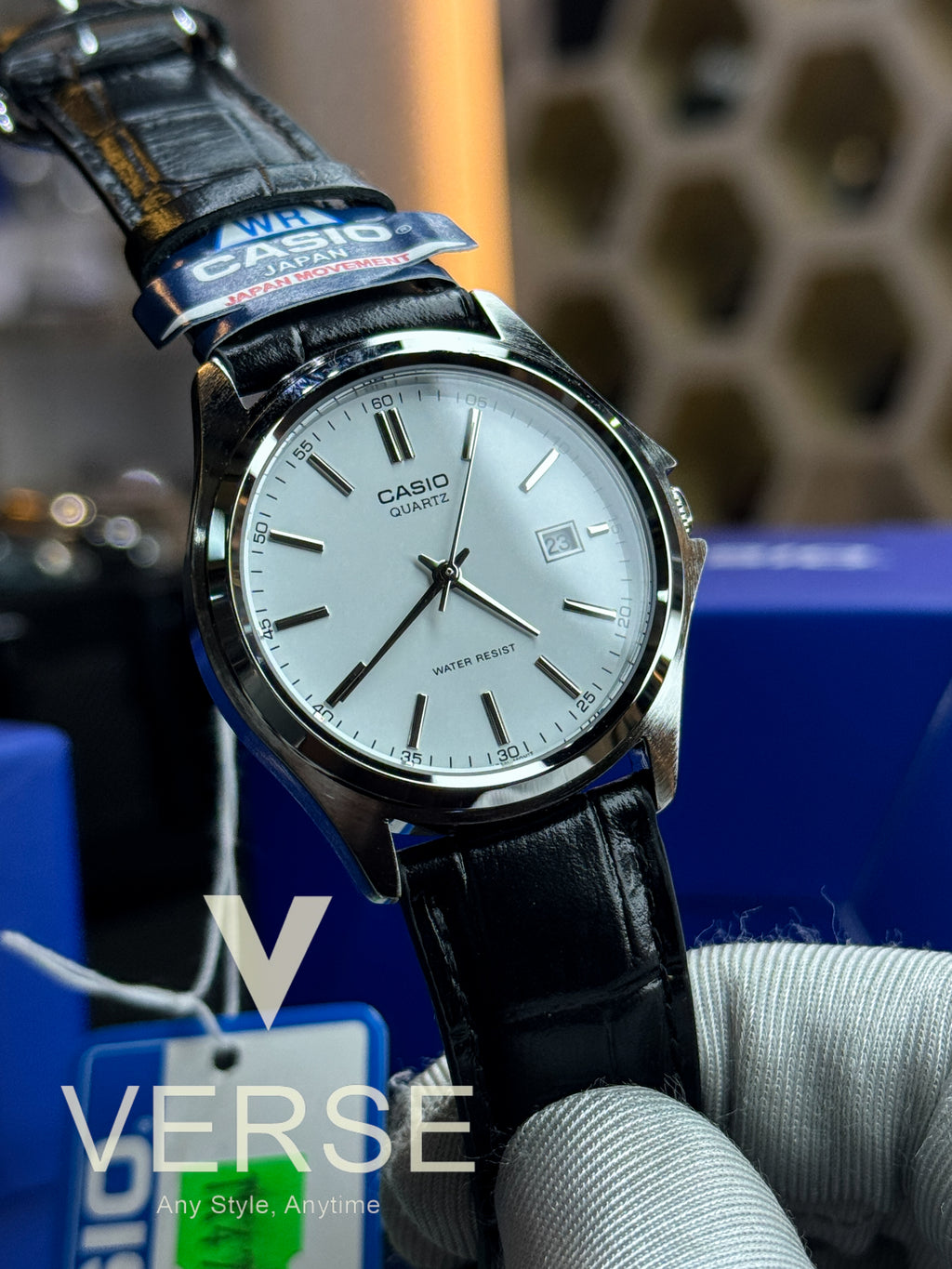 Casio MTP-1183E-7A Men’s Black Leather Watch with White Dial| Casio MTP-1183E-7A