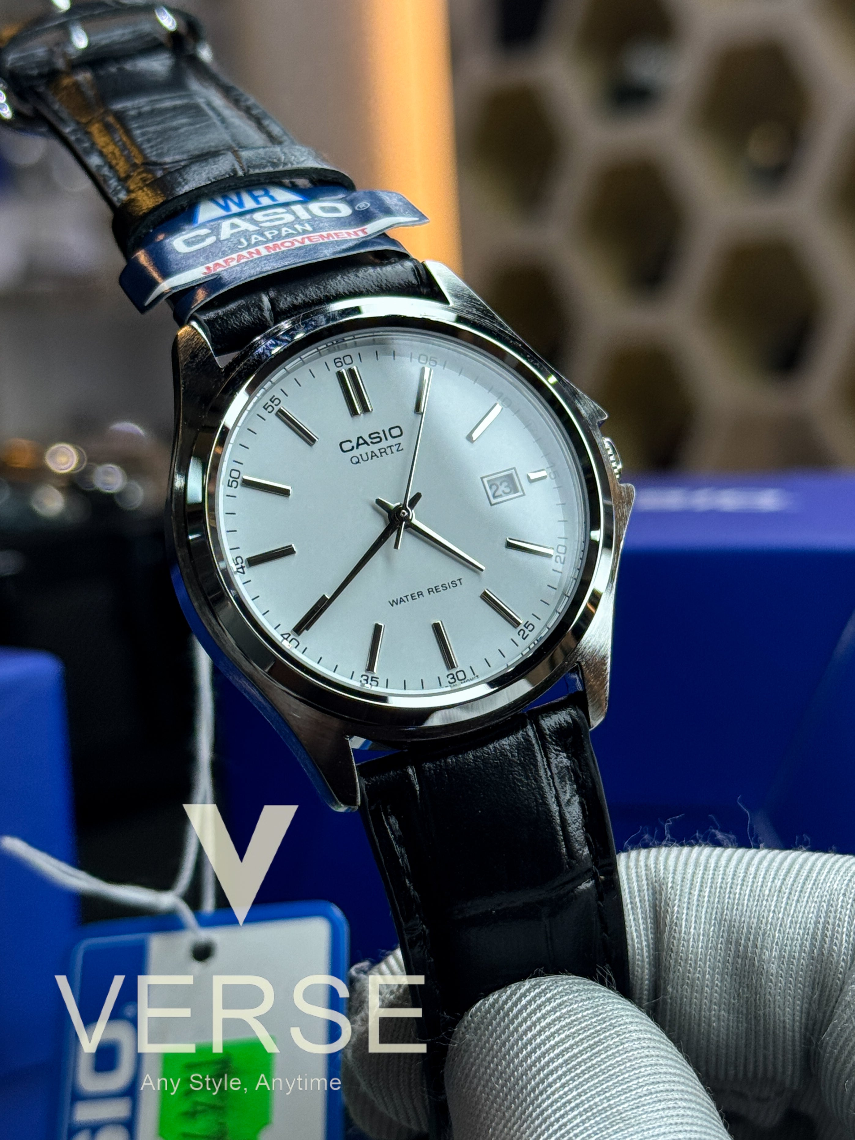 Casio MTP-1183E-7A Men’s Black Leather Watch with White Dial| Casio MTP-1183E-7A