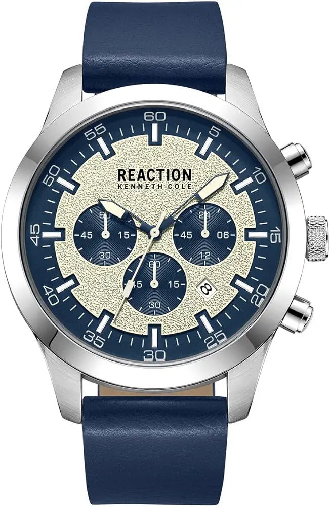 Kenneth Cole Reaction KRWGC9005401 men’s chronograph white dial blue synthetic leather strap