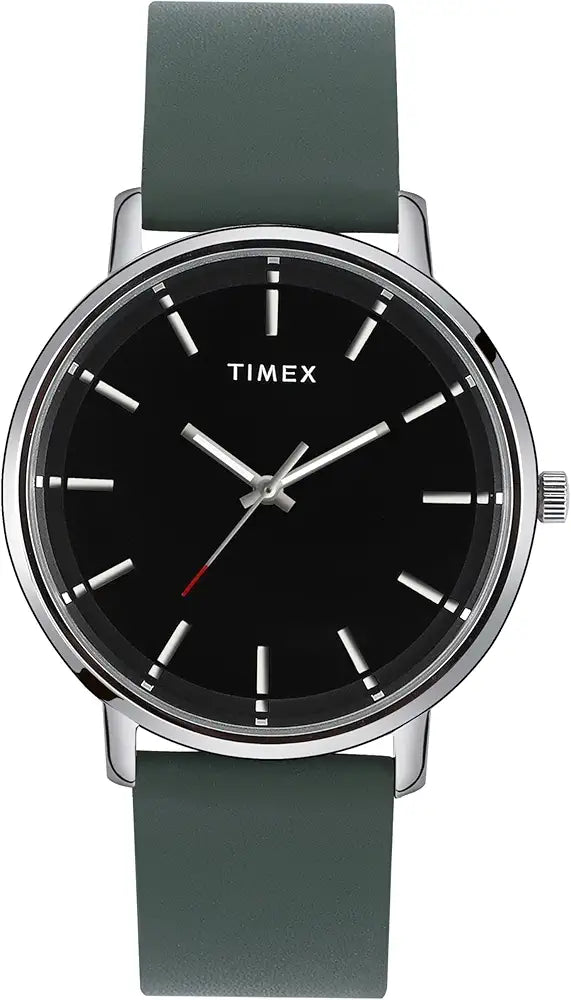 Timex Classics TW0TG8018 men’s watch black dial green leather strap