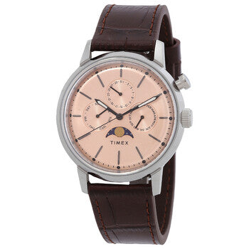 Timex Marlin TWEG26801 men’s watch with rose-gold dial and moon-phase sub-dial