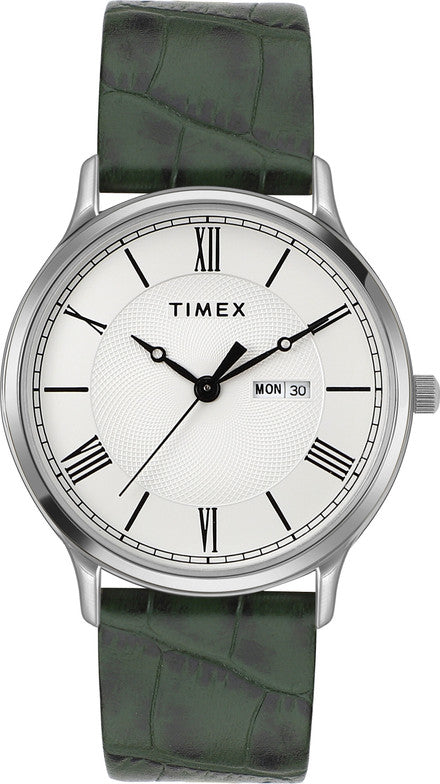 Timex TWTG10510 men’s watch white dial dark green leather strap