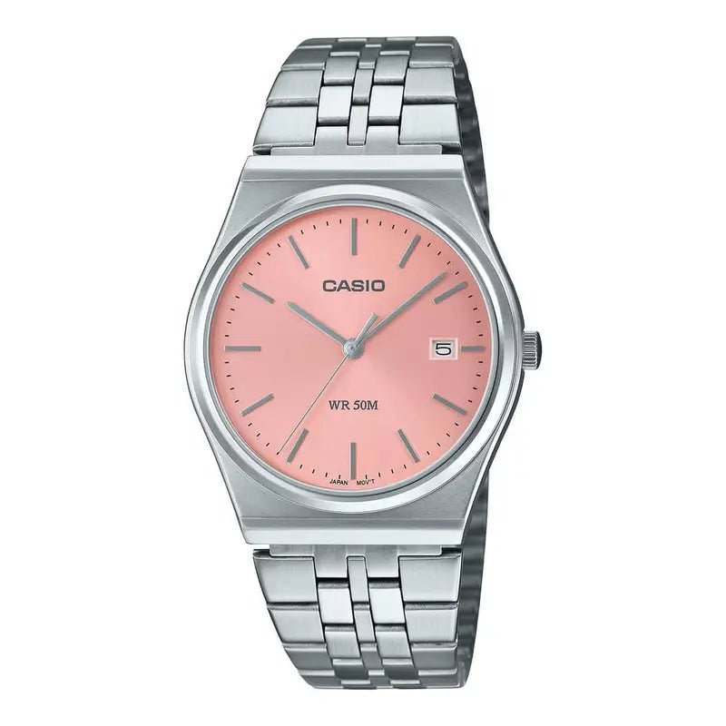 Casio MTP - B145D - 4AV Salmon Pink Dial Stainless Steel Men’s Watch | Casio MTP - B145D - 4AV - VERSE - 