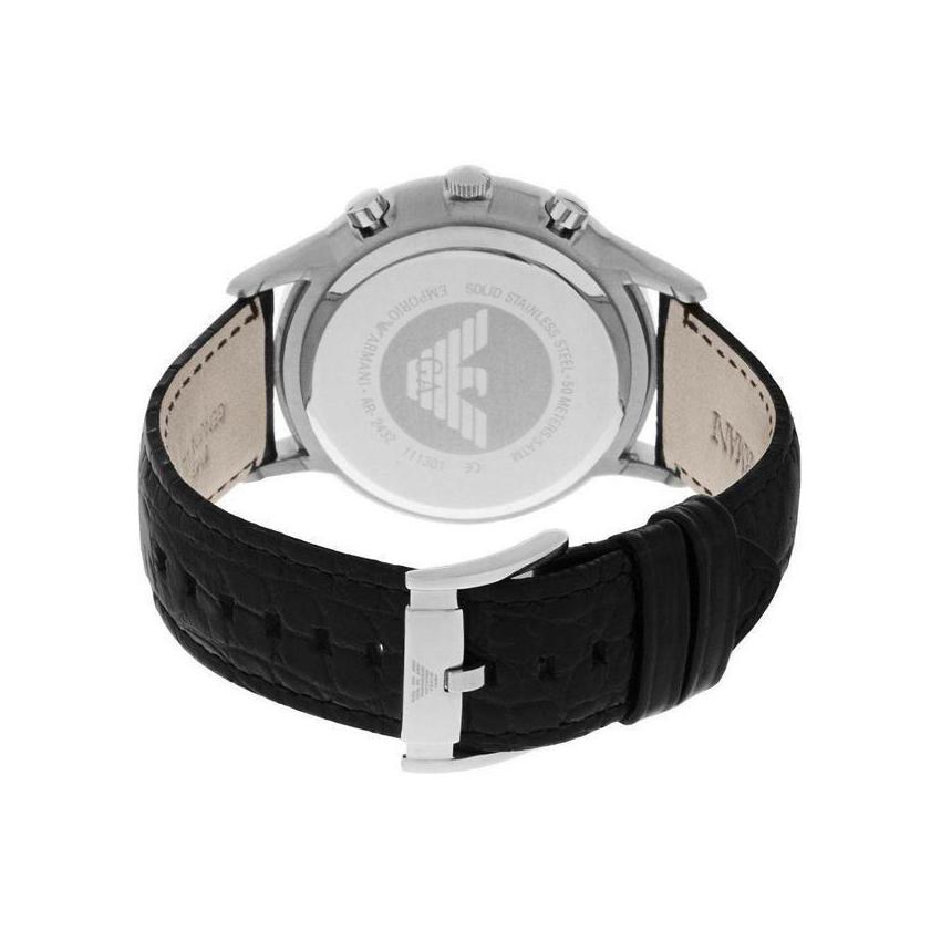 Emporio Armani Classic Chronograph Silver Dial Black Leather Men's Watch | AR2432 - VERSE - 