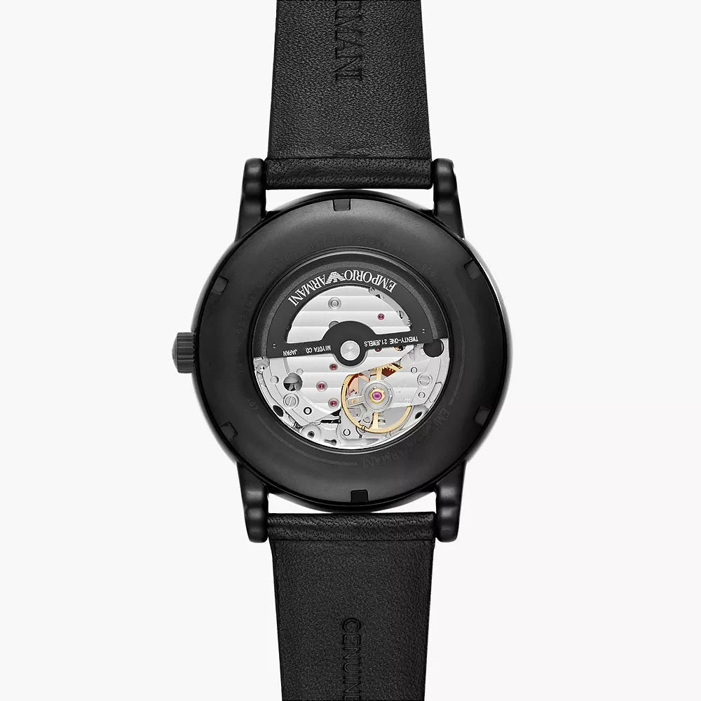 Emporio Armani Luigi Meccanico Black Dial Black Leather Men's Watch | AR60012 - VERSE - 