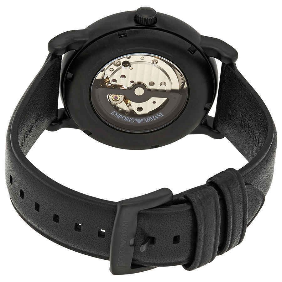 Emporio Armani Luigi Meccanico Black Dial Black Leather Men's Watch | AR60012 - VERSE - 
