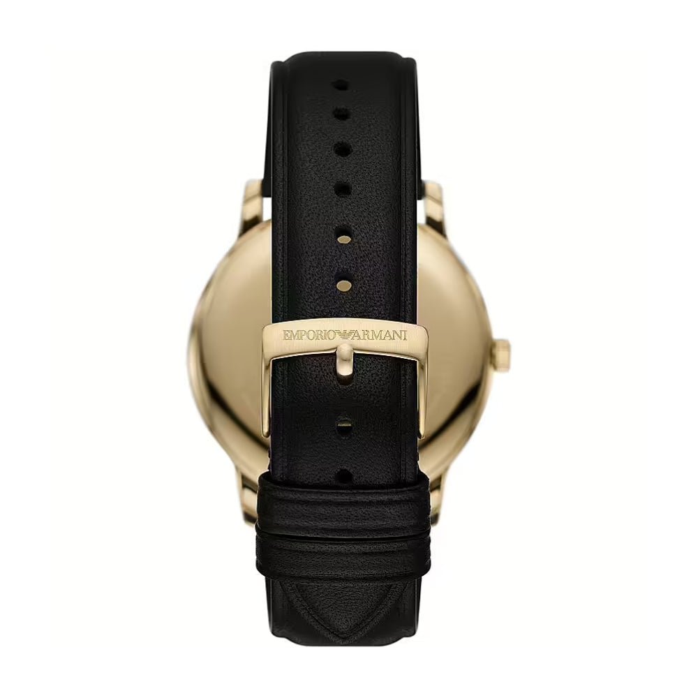 Emporio Armani Minimalist Green Dial Gold Tone Black Leather Men's Watch | AR11601 - VERSE - 