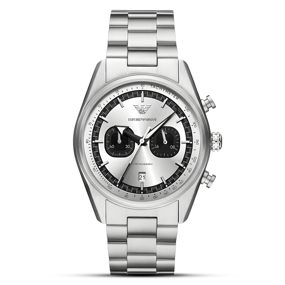 Emporio Armani Racer Chronograph Silver Dial Stainless Steel Men's Watch | AR11636 - VERSE - 