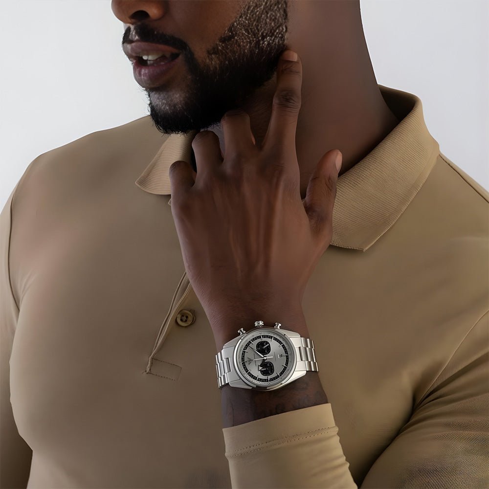 Emporio Armani Racer Chronograph Silver Dial Stainless Steel Men's Watch | AR11636 - VERSE - 