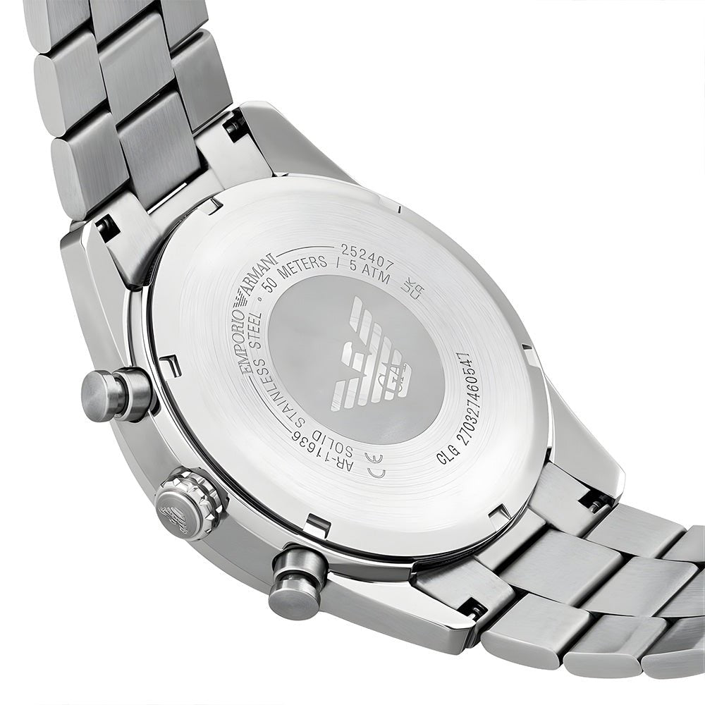 Emporio Armani Racer Chronograph Silver Dial Stainless Steel Men's Watch | AR11636 - VERSE - 