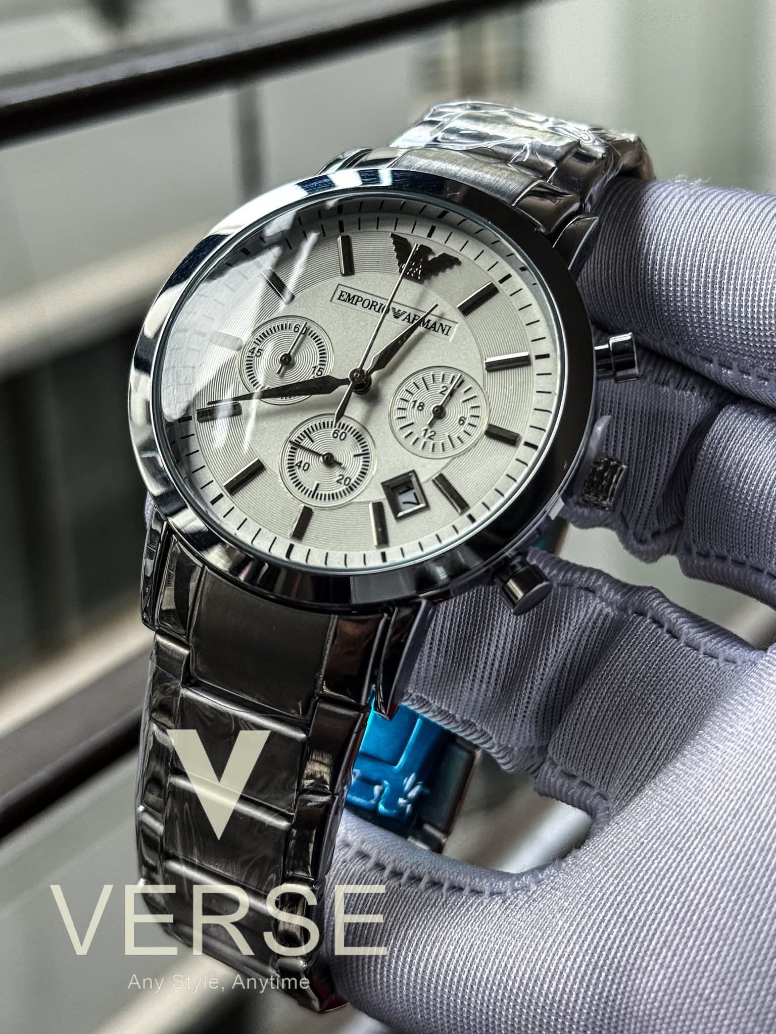 Emporio Armani Renato Chronograph | Opaline White Dial - ( Double A ) - VERSE - 