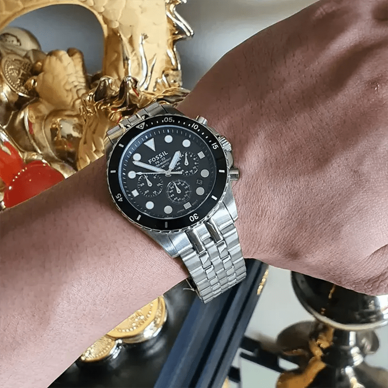 Fossil FB - 01 Chronograph Black Dial Stainless Steel Men's Watch | Fossil FS5837 - VERSE - 
