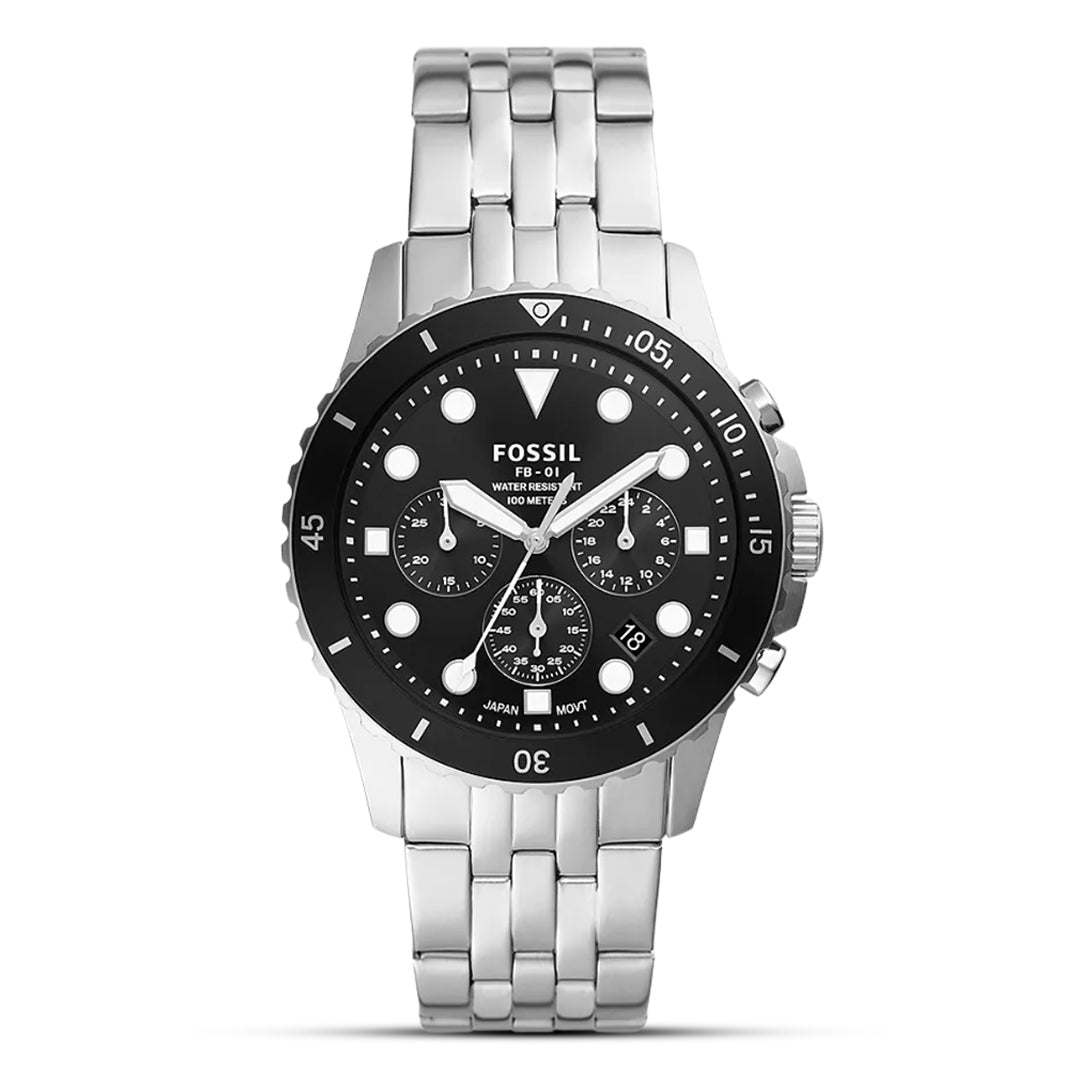 Fossil FB - 01 Chronograph Black Dial Stainless Steel Men's Watch | Fossil FS5837 - VERSE - 
